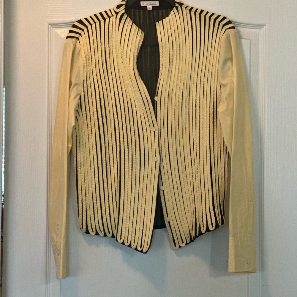 Obstinee Cream and Black Striped Cardigan